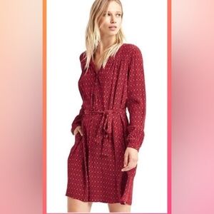Gap Red Orange geometric print shirtdress​ NWT